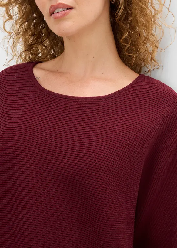 Maglione oversize a costine in misto viscosa, bonprix