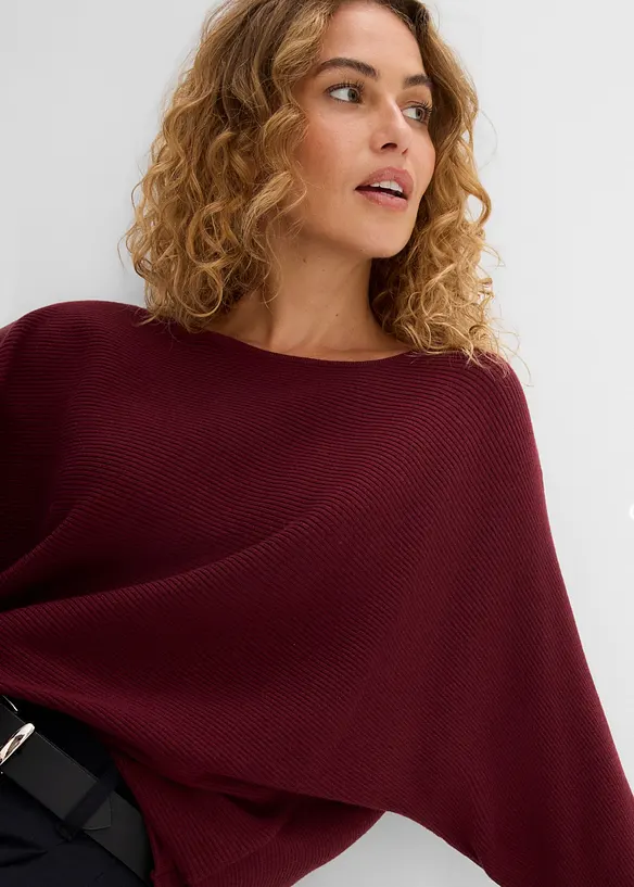 Maglione oversize a costine in misto viscosa, bonprix
