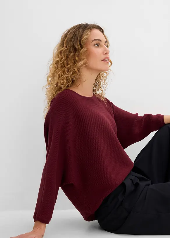 Maglione oversize a costine in misto viscosa, bonprix