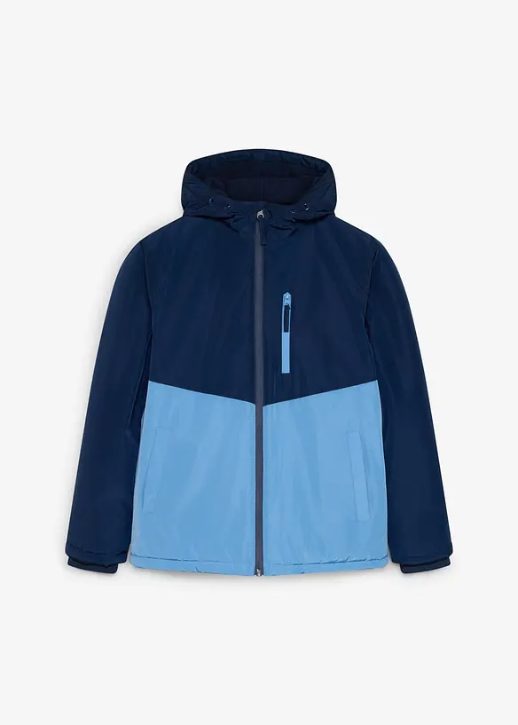 Giacca invernale impermeabile con cappuccio in color block, bonprix