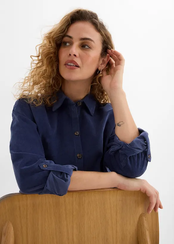 Camicia in velluto di misto cotone elasticizzato, bonprix