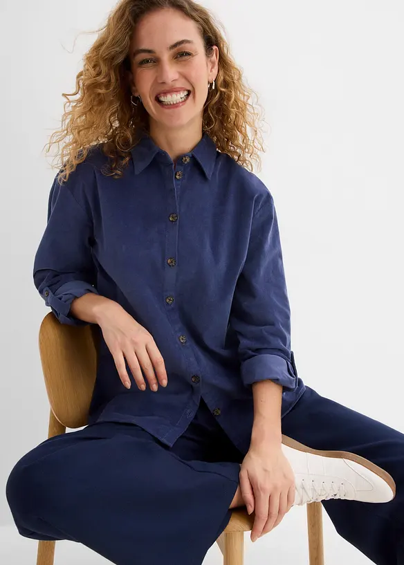 Camicia in velluto di misto cotone elasticizzato, bonprix