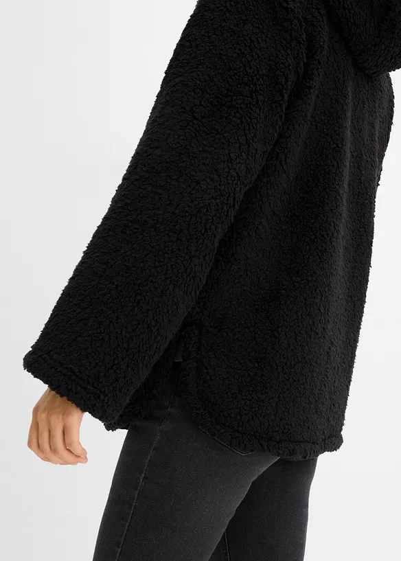 Giacca in pile teddy svasata con spacchi laterali, bonprix