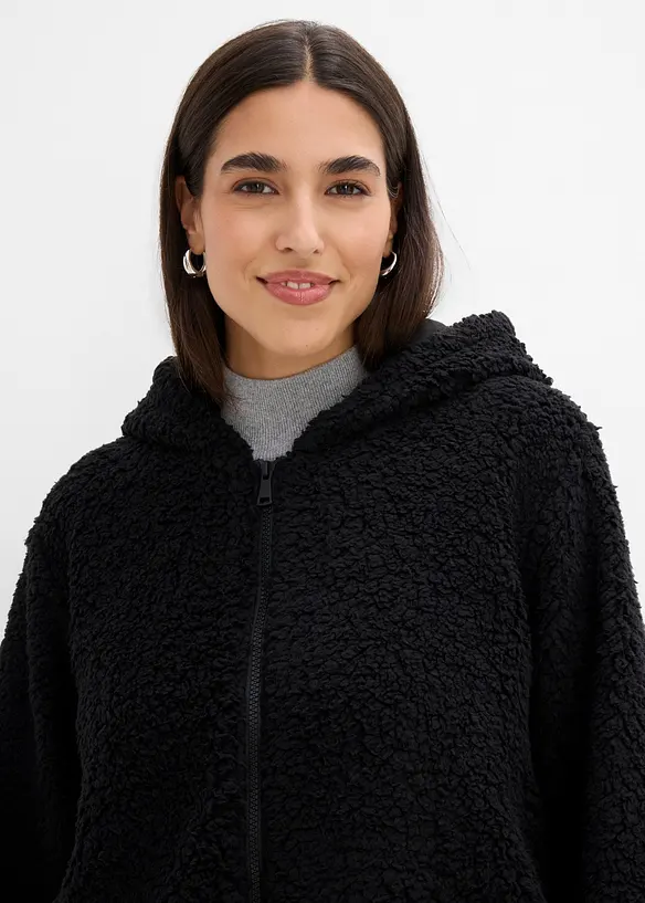 Giacca in pile teddy svasata con spacchi laterali, bonprix