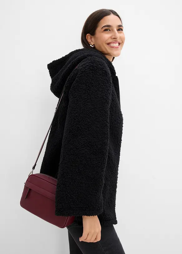 Giacca in pile teddy svasata con spacchi laterali, bonprix
