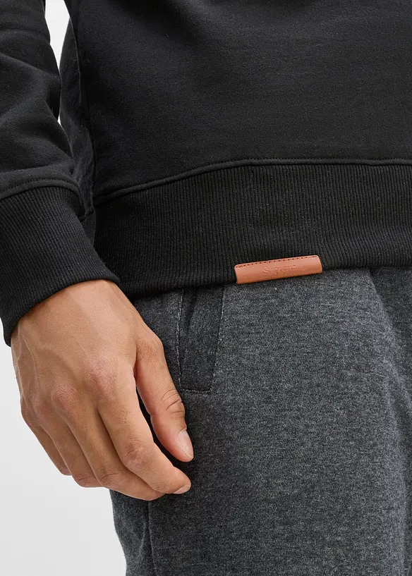 Felpa con collo a scialle e dettagli in similpelle, bonprix
