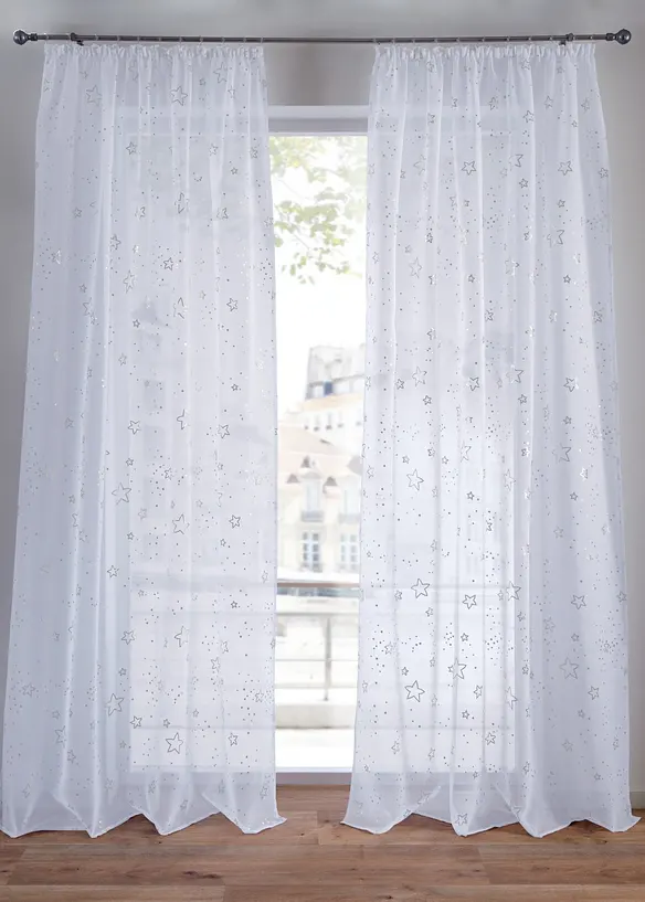 Tenda trasparente con stelle lucide (pacco da 1), bonprix
