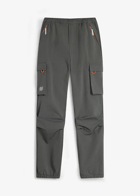 Pantaloni cargo in softshell elasticizzati idrorepellenti con vita regolabile, bonprix
