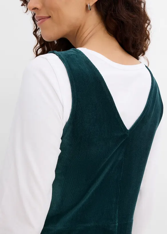 Abito salopette in velluto a coste elasticizzato, bonprix