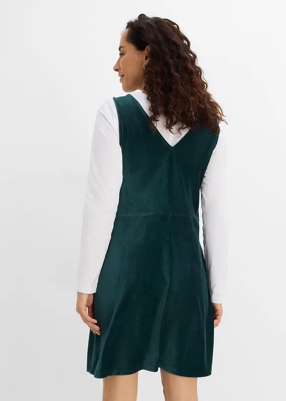 Abito salopette in velluto a coste elasticizzato, bonprix