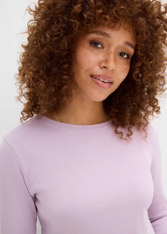 Maglia a maniche lunghe in puro cotone a coste, bonprix