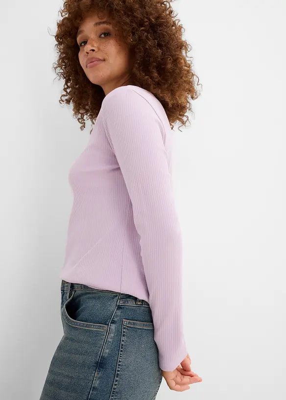 Maglia a maniche lunghe in puro cotone a coste, bonprix