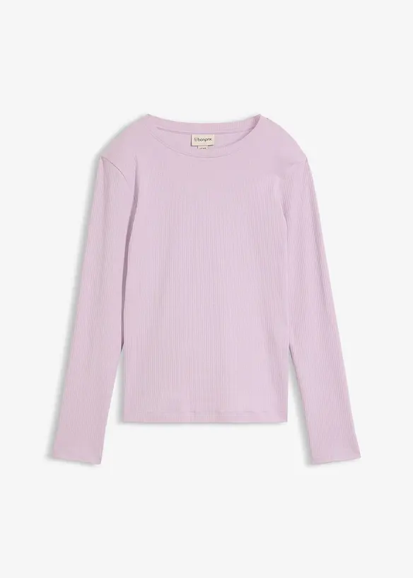 Maglia a maniche lunghe in puro cotone a coste, bonprix