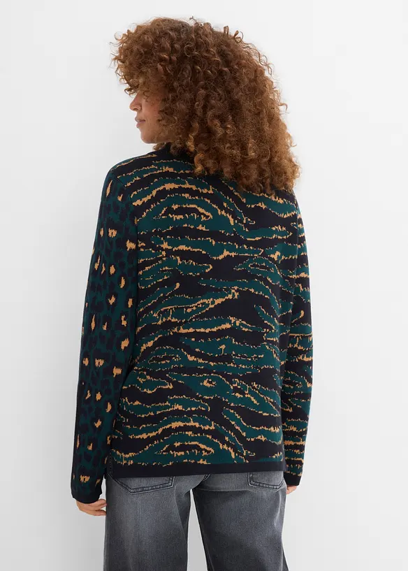 Maglione leopardato in filato fine, bonprix