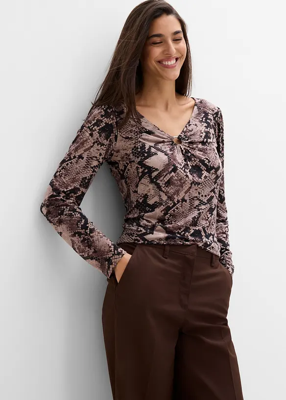 Maglia a maniche lunghe con accessorio, bonprix