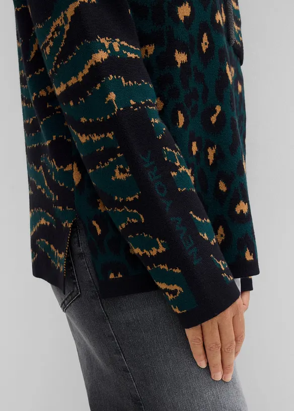 Maglione leopardato in filato fine, bonprix