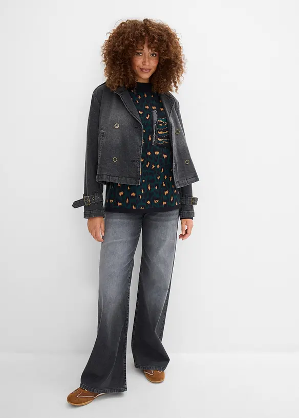 Maglione leopardato in filato fine, bonprix
