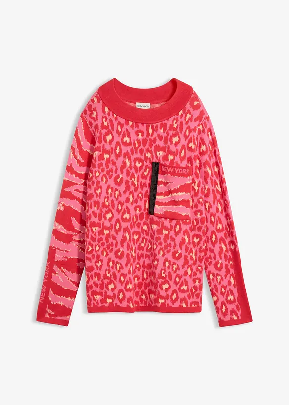 Maglione leopardato in filato fine, bonprix