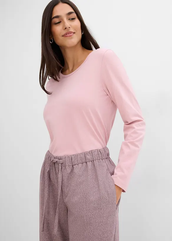 Pantaloni a palazzo in misto viscosa effetto lana, bonprix