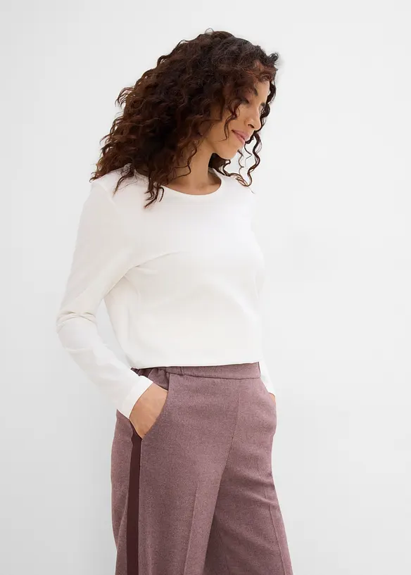 Pantaloni larghi in misto viscosa effetto lana, bonprix