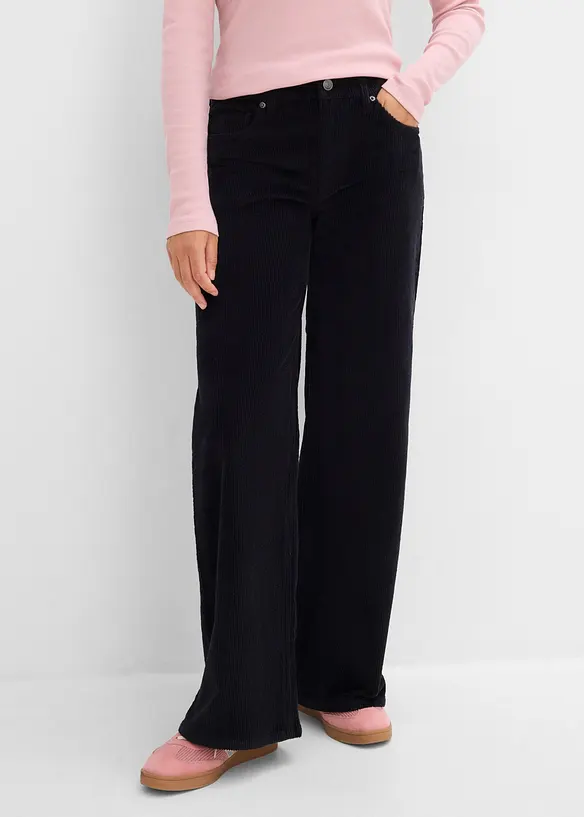 Pantaloni in velluto a coste di misto cotone elasticizzato, bonprix
