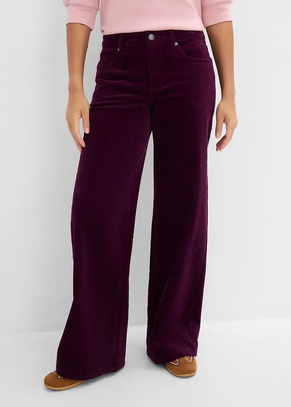 Pantaloni in velluto a coste di misto cotone elasticizzato, bonprix