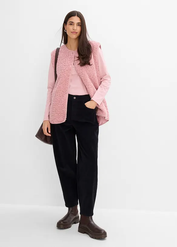 Pantaloni barrel in velluto a coste di misto cotone, bonprix