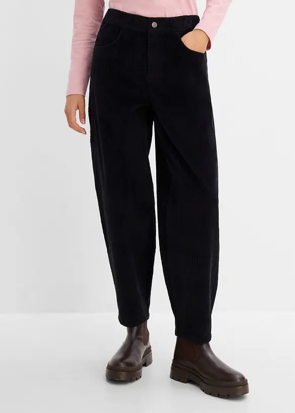Pantaloni barrel in velluto a coste di misto cotone, bonprix