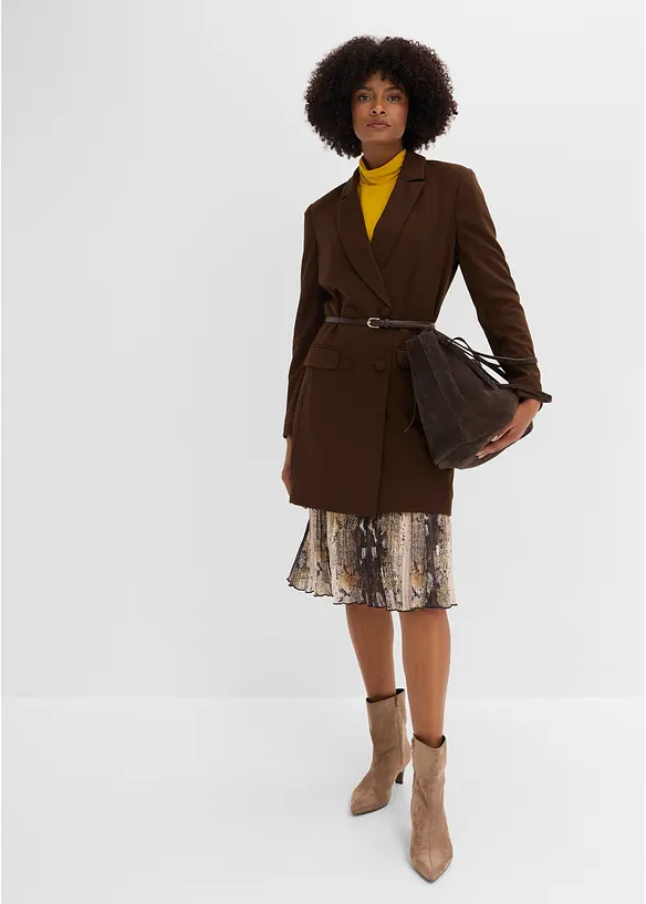 Blazer lungo in punto di Roma, bonprix