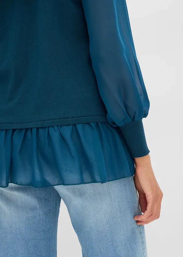 Maglione in filato fine con inserto effetto camicia, bonprix