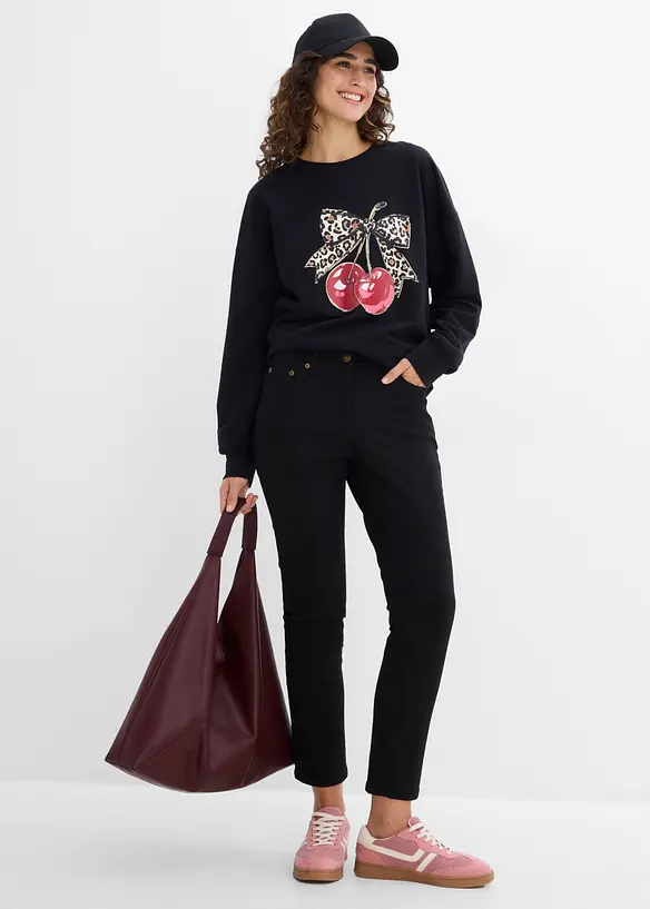 Pantaloni in twill di misto cotone elasticizzato, bonprix