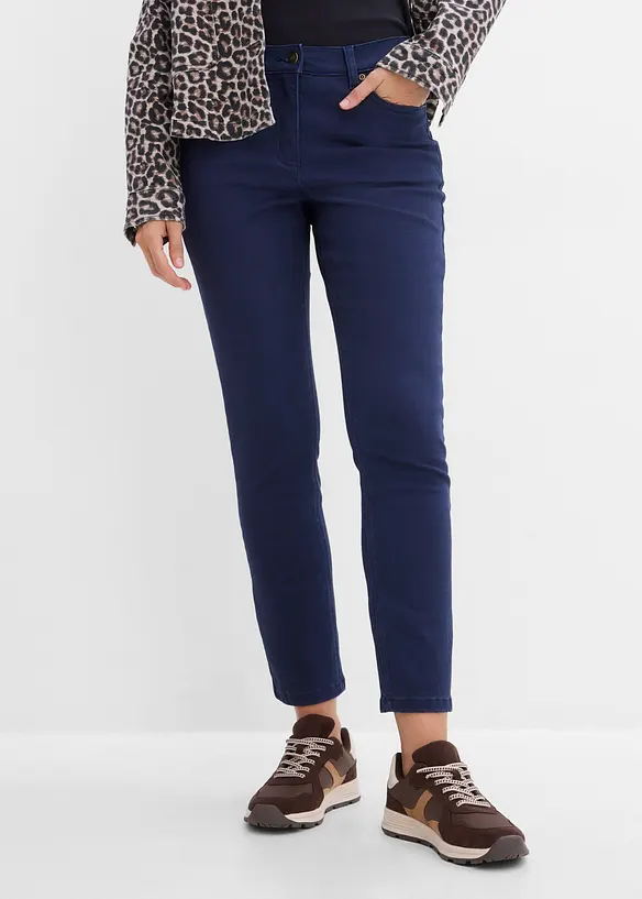 Pantaloni in twill di misto cotone elasticizzato, bonprix