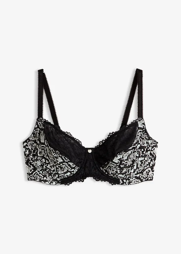 Reggiseno con ferretto e mesh stampato, bonprix