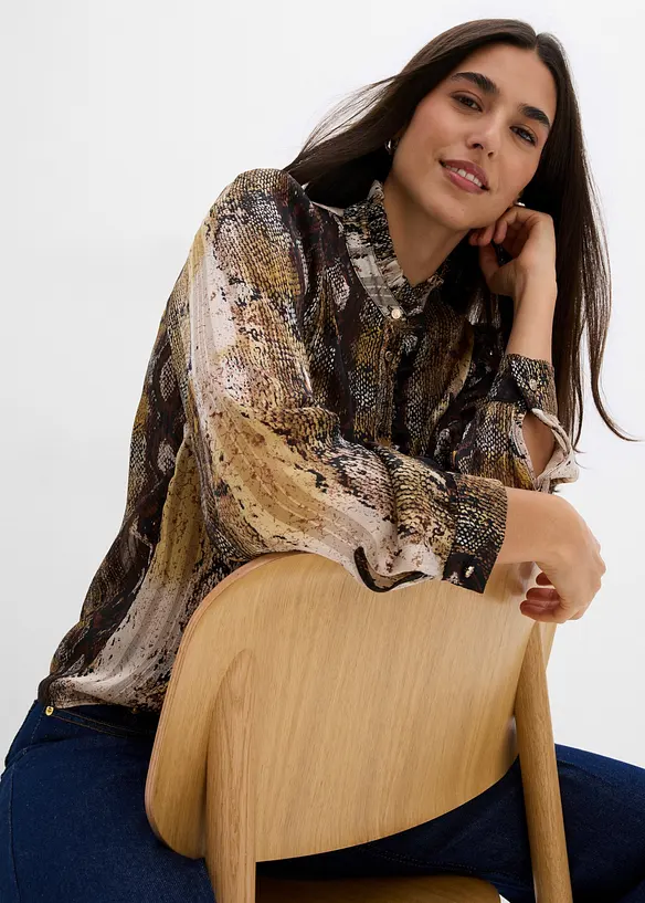 Camicetta in chiffon con fili glitterati, bonprix