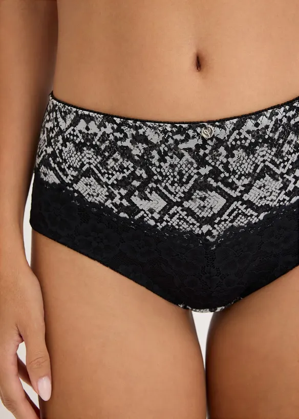 Culotte a vita alta con mesh stampato, bonprix
