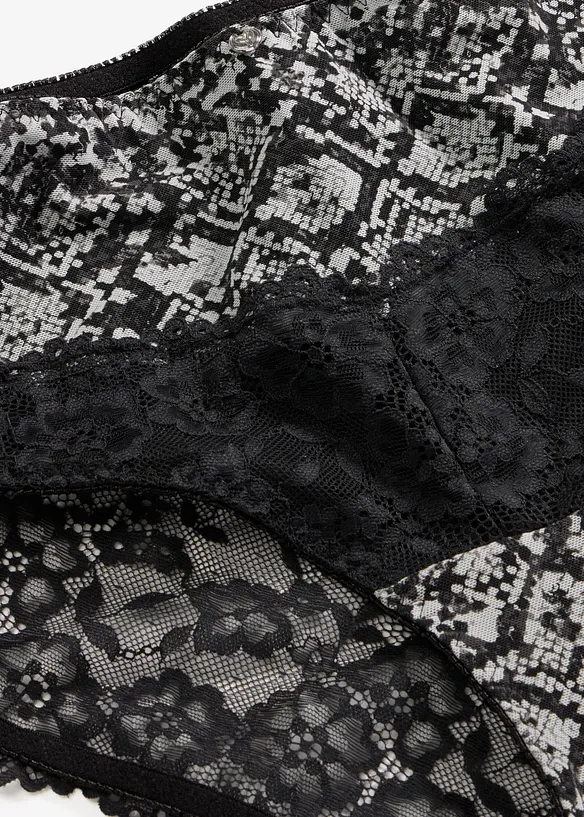 Culotte a vita alta con mesh stampato, bonprix