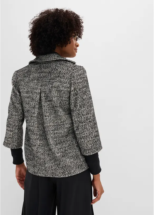 Caban effetto tweed con polsini in maglia, bonprix