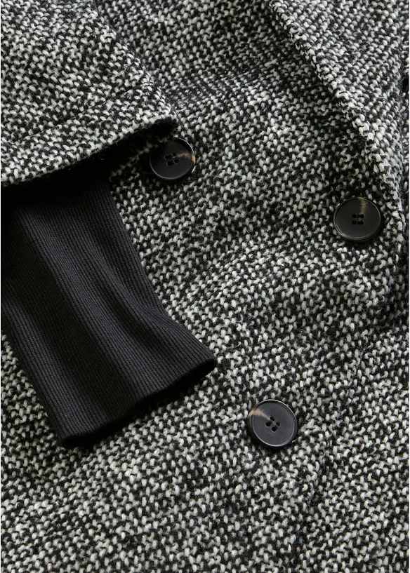 Caban effetto tweed con polsini in maglia, bonprix