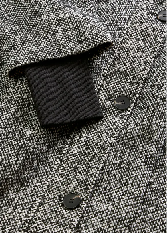 Cappotto effetto tweed con polsini in maglia, bonprix