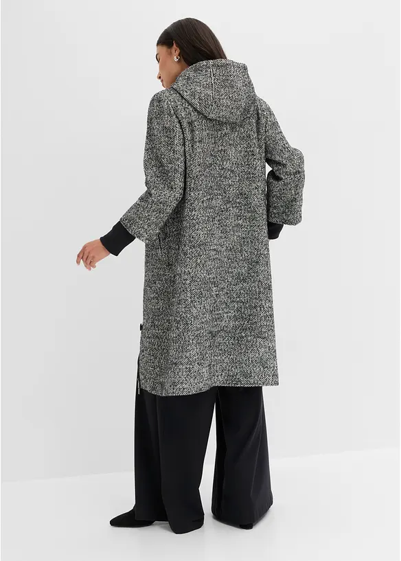 Cappotto effetto tweed con polsini in maglia, bonprix