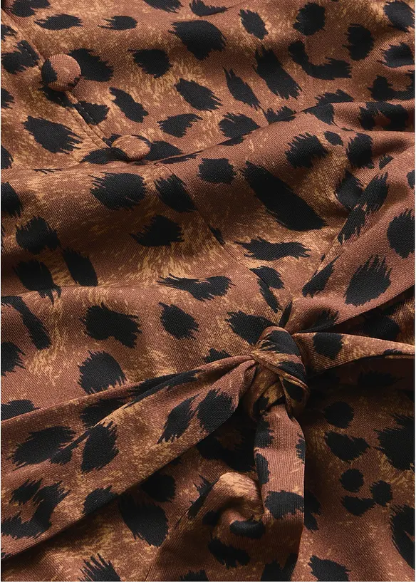 Abito in jersey leopardato con laccetto sottile in vita, bonprix