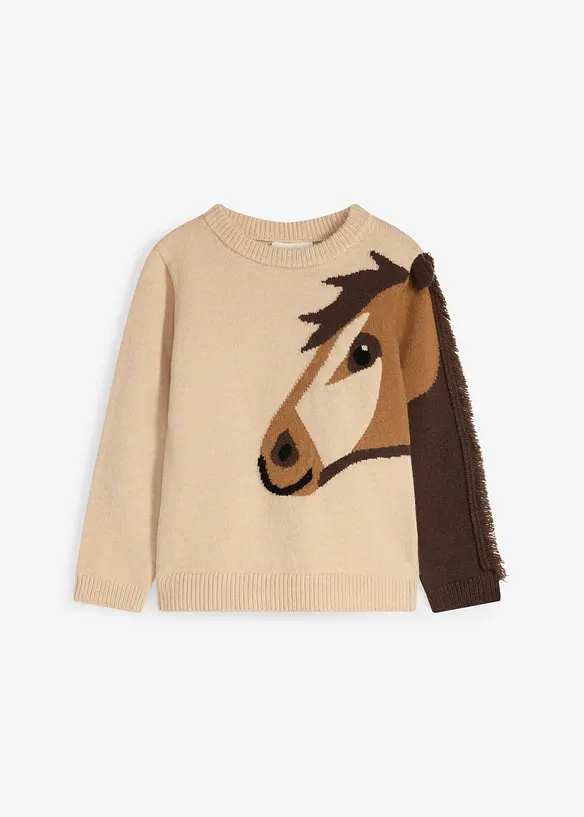 Maglione in  filato grosso con cavallo, bonprix