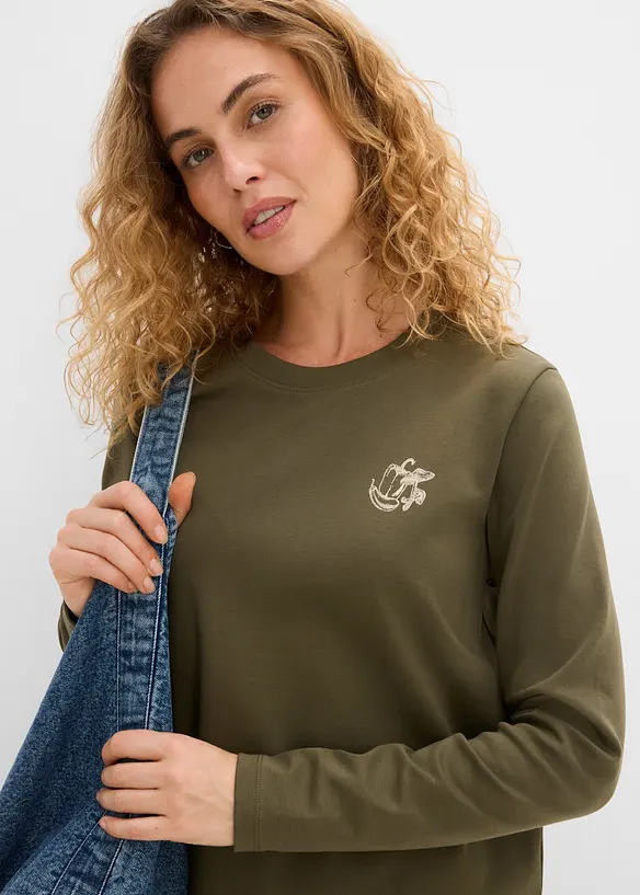 Maglia a maniche lunghe in cotone biologico pesante, bonprix