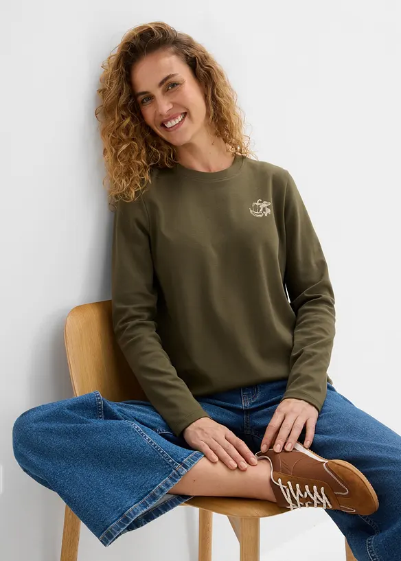Maglia a maniche lunghe in cotone biologico pesante, bonprix