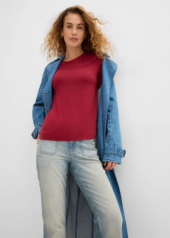 Maglia a maniche lunghe in misto viscosa elasticizzato, bonprix