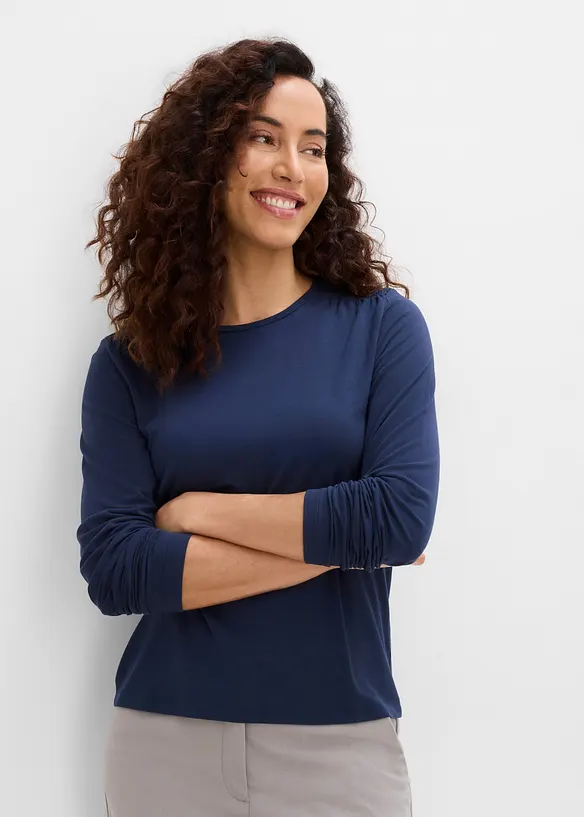 Maglia a maniche lunghe in misto viscosa elasticizzato, bonprix