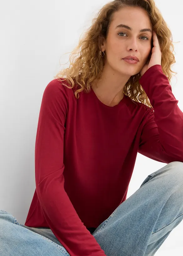 Maglia a maniche lunghe in misto viscosa elasticizzato, bonprix