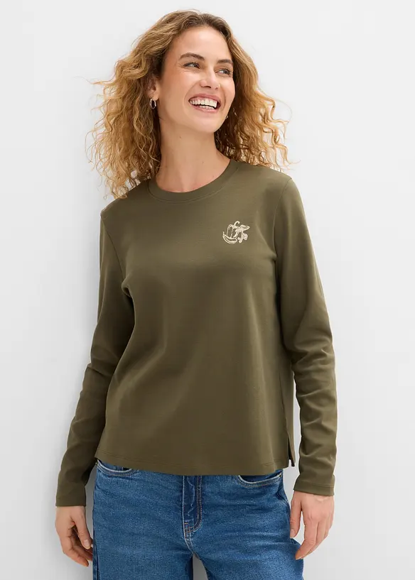 Maglia a maniche lunghe in cotone biologico pesante, bonprix