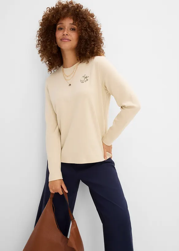 Maglia a maniche lunghe in cotone biologico pesante, bonprix