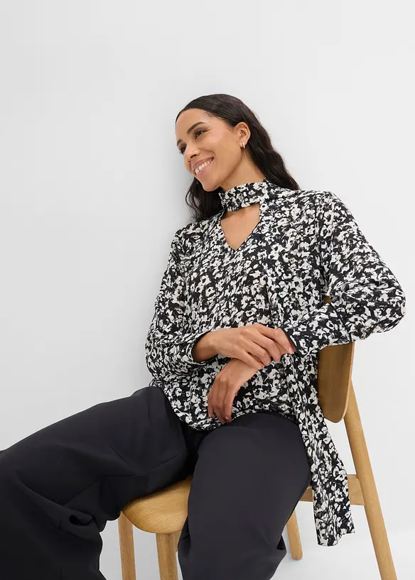 Blusa con sciarpina da annodare integrata, bonprix